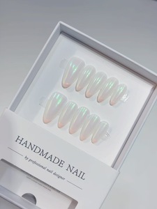 <span class=keywords><strong>Uñas</strong></span> <span class=keywords><strong>Postizas</strong></span> de Almendra <span class=keywords><strong>con</strong></span> Brillo Rosa Blanco Aurora Meteoro, 10 Piezas, Mediano, Removibles, Cobertura Completa, <span class=keywords><strong>Uñas</strong></span> a Presión - Product Image 2
