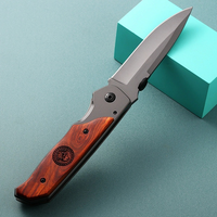 Couteau de camping pliable de qualité industrielle EDC portable, lame en acier inoxydable poli OEM, manche en bois de rose sculpté, multifonctionnel
