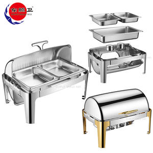 طقم عرض الطعام للمقصف بحجم 9 لتر، منصة عرض الطعام، وعاء الطعام، فندق ذهبي مستطيل، معدات المطاعم، مخصص للكبير، مدفيء الطعام - Product Image 6