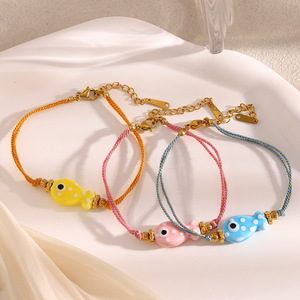 New Hot Versatile Creative Hand Jewelry Fish Braided <b>Rope</b> <b>Bracelets</b> Stainless Steel Plated 18K Gold <b>Bracelets</b> - Product Image 3