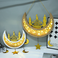 Décoration murale islamique en bois LED, pendentif lune et étoile, couleur personnalisée, logo durable, fournitures promotionnelles pour les fêtes du Ramadan
