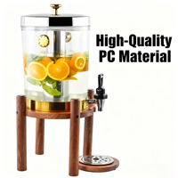 Nouvel équipement de restauration 8L support en bois distributeurs de boissons en plastique double robinet distributeur de boissons de qualité commerciale de qualité alimentaire pour soda