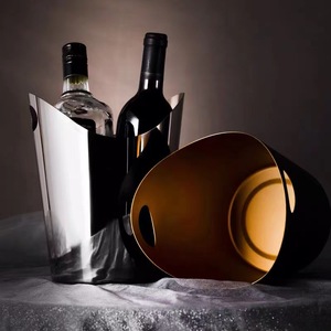 Oro argenteo di lusso moderno europeo in acciaio inox <span class=keywords><strong>secchiello</strong></span> per il ghiaccio per Champagne vino rosso - Product Image 5