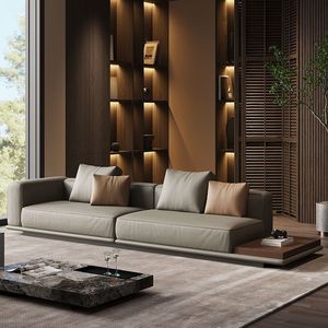 Sofá de cuero genuino Alien Horizon, forma Horizon, muebles modernos minimalistas para sala de estar, para villas y apartamentos. - Product Image 4