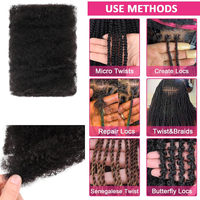 Capelli Sintetici Afro Kinky Lisci per Micro Twist, Riparazione Loc, Capelli all'Uncinetto, Doppia Trama Sharopul, Neri, per Donne, Resistenti alle Alte Temperature