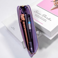Étui à crayons en cuir PU de haute qualité stylo à fermeture éclair et pochette à crayons sac porte-stylo sac cosmétique pochette à stylo maquillage et étui à crayons