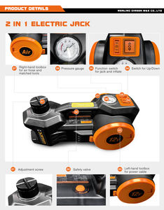 12V 5Ton 3 In 1 <strong>Car</strong> <strong>Electric</strong> <strong>Hydraulic</strong> Floor <strong>Jack</strong> <strong>Electric</strong> Wrench Set, Tire Inflator Pump And LED Flashlight With Safe Hammer - Product Image 2