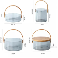 Panier en verre multifonctionnel écologique classique de 2500 ml avec poignée pour salade de fruits, idéal pour le service et l'emballage cadeau (vente en gros)