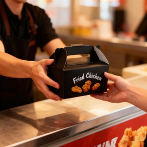 Caja de Papel para Comida Combo <span class=keywords><strong>Benta</strong></span> Box, Nuggets de Pollo y Papas Fritas, Empaque Personalizado con Logotipo - Product Image 6
