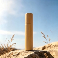 Bouteille de parfum en verre cylindrique en bambou de qualité supérieure, avec bouchon à vis à roulement à billes, directement de l'usine OEM