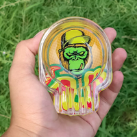 Yiwu Juji – cendrier en cristal Portable, vente en gros, personnalisé, impression UV, motif de dessin animé, cendriers en verre à fumer