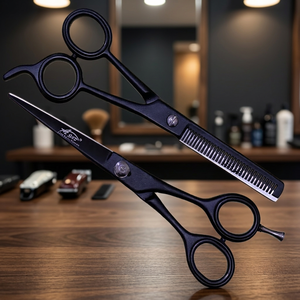 ASAP 6" Matt Black Stainless Steel Thinning Scissors Right Handed High Haircut Barber Tools Model 098-49 Beauty Personal <b>Care</b> - Product Image 3