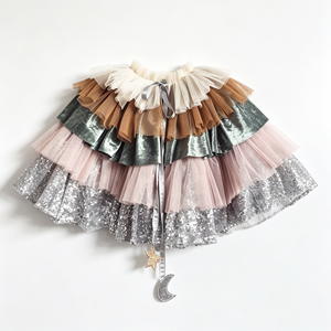 Capa de Princesa para Niñas con Adorno de Luna y Estrella, Diseño de Tul en Capas con Volantes, para Fiestas de Cumpleaños, Ropa Infantil - Product Image 5