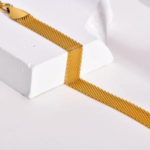 10MM di larghezza 18K placcato oro impermeabile intrecciato a rete a forma di maglia da donna in acciaio inossidabile catena di moda e bracciale a <span class=keywords><strong>maglie</strong></span> - Product Image 4