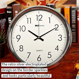 Orologio <span class=keywords><strong>da</strong></span> <span class=keywords><strong>Parete</strong></span> Moderno Argento Silenzioso per Ufficio Sala Riunioni Arredamento Casa Regalo Quadrante Grande Nuovo Arrivo Scelta Popolare Look Professionale - Product Image 4