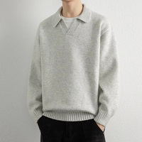 Pull personnalisé en tricot pour homme, col polo, laine épaisse mélangée, pull d'hiver, pull personnalisé pour homme