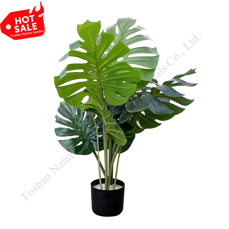 Fashion Fake Plastic Decoration Variegata Turtle Leaf Deliciosa Tree Artificial Monstera Plant