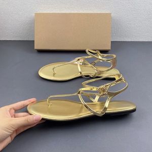 Dây Đeo Mắt Cá Chân Sandalias Altas Nữ Giày Dép Phụ Nữ Dễ Thương Thiết Kế Mới Vàng Flip Flops Phụ Nữ Dép Phẳng - Product Image 4