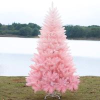 9 Fuß im Freien künstliche PVC rosa Fee Flock ing Weihnachts baum mit LED-Licht