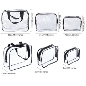 Lot de 3 sacs de toilette transparents en PVC imperméables de taille quart de gallon pour maquillage et cosmétiques, sacs organisateurs transparents pour femmes et hommes - Product Image 2