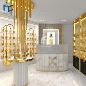 Exhibición de Perfume de fragancia de mármol pequeño de lujo de gama alta personalizada, escaparate de MDF, tienda minorista, muebles para uso en sala de exposición - Product Image 2