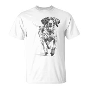 Camiseta para correr con estampado de perro de raza German Shorthaired Pointer, blanca, unisex, para adultos, cuello redondo, manga corta, impresión digital - Product Image 1