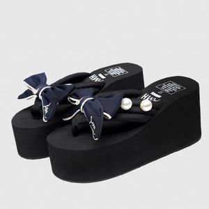 Sandalias de Mujer con Tacón de 8cm, Lazo Atado a Mano, Antideslizantes, Ligeras, para Vacaciones de Verano en la Playa - Product Image 2