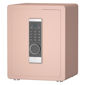 Coffre-fort domestique rose moderne tout en acier, coffre-fort électronique numérique avec serrure à empreintes digitales pour chambre à coucher, rangement de bijoux et d'argent liquide - Product Image 1