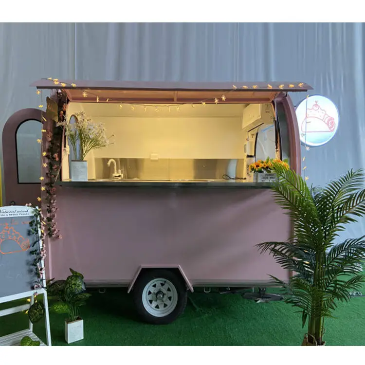 Máquina de venda de chá bolhas comercial, equipamento de cozinha para uso comercial, máquina de sorvete de alimentos de rua com reboque