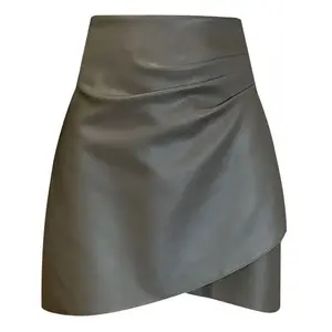 PU leather skirt women's black new irregular high waist skirts for women leather mini skirt for women