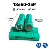 INR18650-25p Lithium Battery, Voltage 3.6V, 2500mAh, Lithium-ion Battery Pack, Primarily Used in Household Appliances.