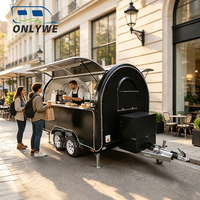 ONLYWE Remorque alimentaire entièrement équipée, camion de restauration de rue, remorque traiteur remorquable avec four à pizza en dôme et évier en acier inoxydable
