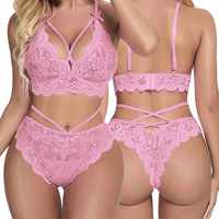 Ensemble de lingerie sexy pour femmes, soutien-gorge et culotte en dentelle, sous-vêtements, vêtements de nuit, pyjama, ensemble exotique