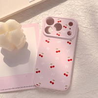 Coque de protection pour téléphone portable en TPU couleur unie, motif cerise mignon pour femmes, compatible iPhone 17 16 15 14 Pro Max