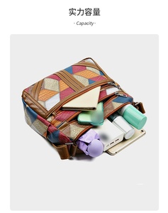 Gym <b>Bag</b> Women's Crossbody Shoulder <b>Bag</b> Lightweight Geometric Pattern Multi-Layer Design Secure Zipper Closure - Product Image 2