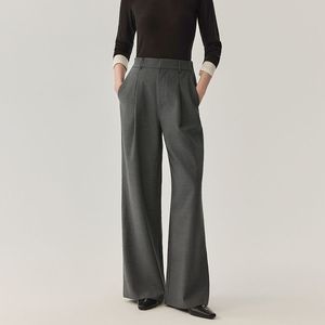 <span class=keywords><strong>Pantaloni</strong></span> larghi larghi a vita alta da <span class=keywords><strong>donna</strong></span> in <span class=keywords><strong>lana</strong></span> di pecora tinta unita <span class=keywords><strong>pantaloni</strong></span> larghi in maglione con due tasche laterali - Product Image 4