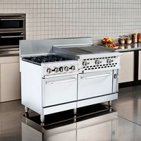 Cuisinière à gaz robuste à 4 brûleurs avec gril radiant de 36 pouces et deux fours pour boulangerie et restaurant |   Modèle RGR60-36CB