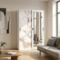 Armoire de chambre à coucher en acier imprimé à 2 portes, armoire de rangement en métal gain de place avec panneaux de porte à imprimé floral personnalisé