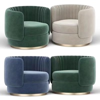 Fauteuil pivotant de haute qualité, capitonné, moderne, confortable, revêtement en velours, base en métal, fauteuil de détente pour salon