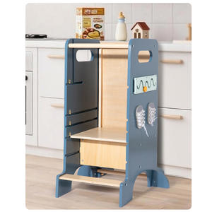 <span class=keywords><strong>Tour</strong></span> d'apprentissage Montessori en <span class=keywords><strong>bois</strong></span> 4 en 1 pour bébé, jouets éducatifs d'aide à la cuisine à hauteur réglable pour les tout-petits - Product Image 4