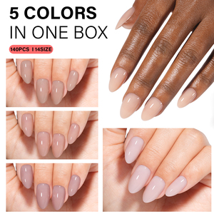 <span class=keywords><strong>Aillsa</strong></span> OEM - Caja de 5 colores de puntas de uñas de gel suave de cobertura completa, color nude rosa sólido, uñas postizas cortas almendradas para dedos, venta al por mayor - Product Image 5