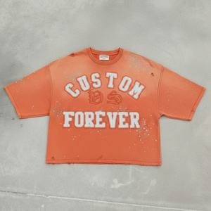 Camiseta de Hombre 100% Algodón, Estilo Urbano, Corte Holgado, Personalizada con Apliques de Pedrería y Bordado, Impresión OEM - Product Image 1