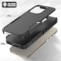 Coque de Téléphone Rigide Antichoc à Quatre Coins pour iPhone 15 Pro 11 12 13 Pro Max 14 Plus 2-en-1 TPU PC avec Protection Intégrale Arrière
