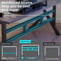 Bureau d'ordinateur pour la maison, le gaming e-sport, le bureau, table d'étude minimaliste, table d'écriture, motif fibre de carbone, surface en panneau MDF haute densité