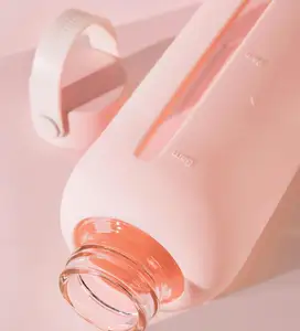132 Unzen Borosilikat-Glas-Wasserflasche mit Bambusdeckel und Silikonhülse wiederverwendbare BPA-freie Glas-Trinkflasche mit Deckel