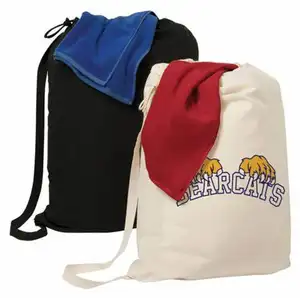 Eco friendly 100% Cotton Drawstring Laundry Bag For Storage Customized Size Calico Drawstring Bag Cotton Bag