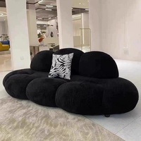 Canapé Nordique Lenuvole Pétale pour Salon, Style Crème, Trois Places, en Tissu, Éponge, Design Nuage Moderne, Multifonctionnel, Solide