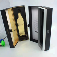 Boîte cadeau de luxe noire à couvercle magnétique personnalisable avec logo, emballage écologique pour vin rouge avec mousse EVA et feuille d'argent