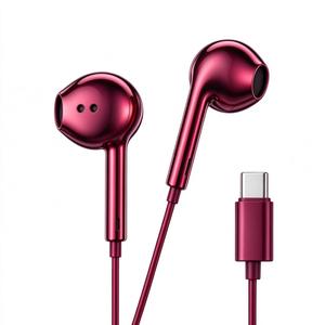Auriculares con cable tipo C plateados, auriculares con cable cromados, auriculares metálicos cromados plateados, auriculares con cable cromados. - Product Image 6