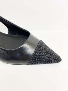 Sandalias de tacón alto de cuero de lujo para mujer, estilo slingback, para verano, con plataforma, de color liso, sin cordones - Product Image 2